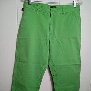 VTG Lime Green POLO JEANS CO Ralph Lauren Straight Leg Crop Pants Womens 10 Y2K